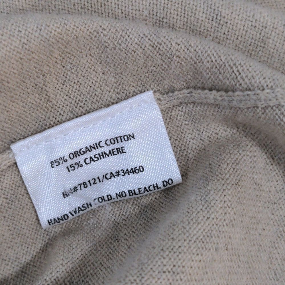 Eileen Fisher Deep V-neck Hooded Sweater Cashmere Blend, Pale Beige, Small/M - Picture 6 of 8